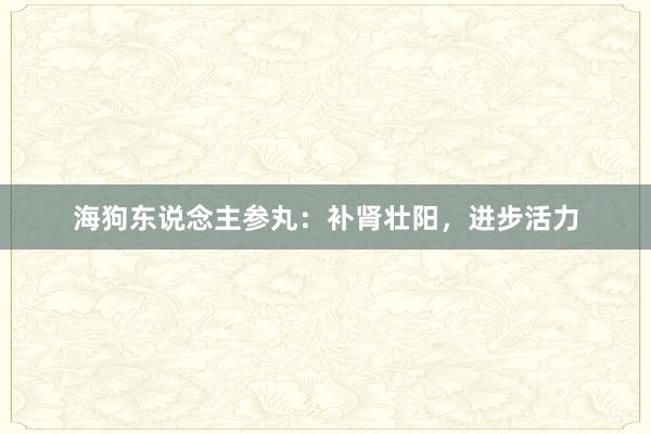 海狗东说念主参丸：补肾壮阳，进步活力